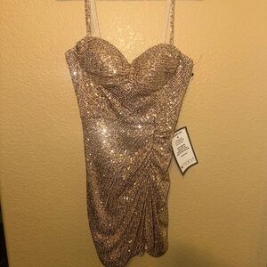 Morgan & Co. Sparkling Gold Mini Dress